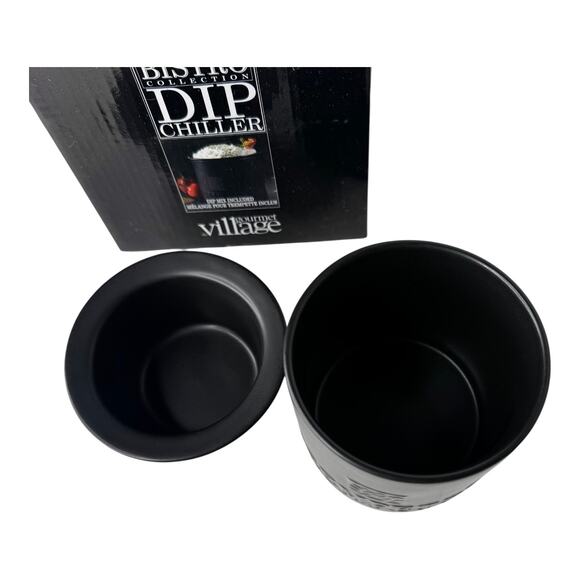 Bistro DIP CHILLER Black Ceramic Gourmet Du Village Keeps Dip Chilled 2 PC Boxed - Picture 6 of 10